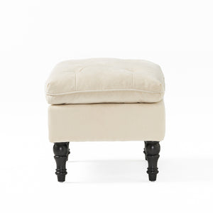 English Elm Lofton Button Tufted Round Ottoman with Turned Birch Legs for Living Room Seating 53081.00