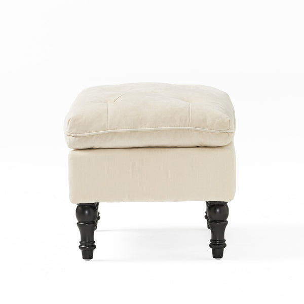 English Elm Lofton Button Tufted Round Ottoman with Turned Birch Legs for Living Room Seating 53081.00