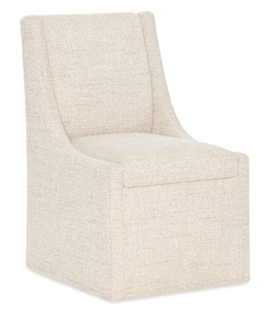 Hooker Furniture Eleana Fully Upholstered Castered Side Chair In Beige Fabric With Low Sloped Arms & Smooth Casters 7252-75810-405