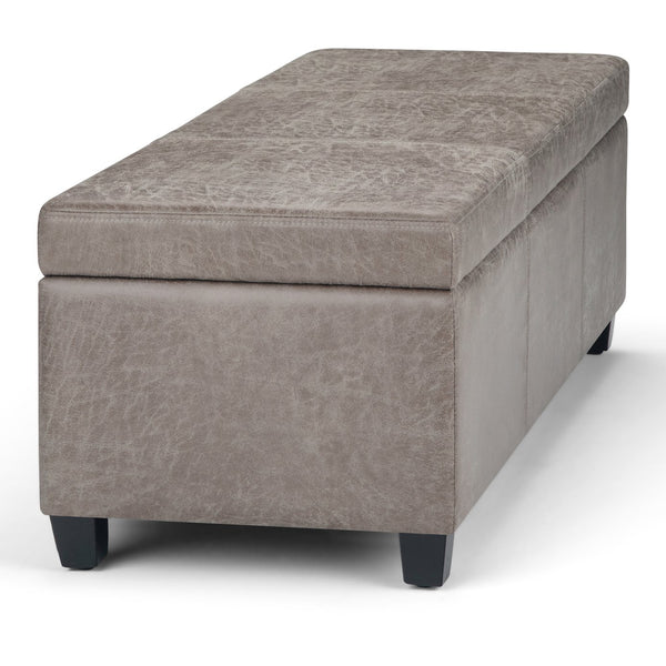English Elm Avalon Storage Ottoman Bench - Stylish Distressed Grey Taupe, Hidden Storage & Comfortable Seating B136P158643