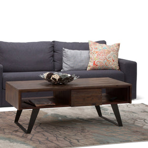 English Elm Lowry Coffee Table - Handcrafted Distressed Charcoal Brown With Modern Industrial Design & Storage B136P158845