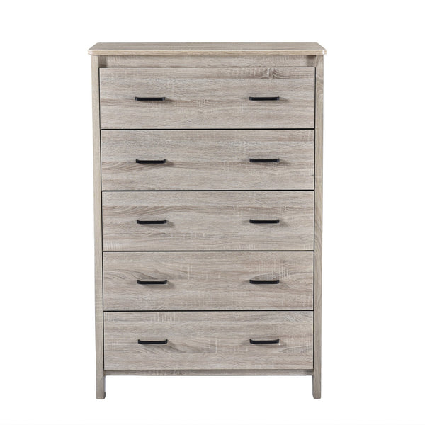 English Elm Christopher Knight Home® - Toolless 5-Drawer Chest with Faux Wood Finish, Moisture-Resistant MDF, Sleek Bar Handles, Compact Storage Oak 72039.00SONOAK