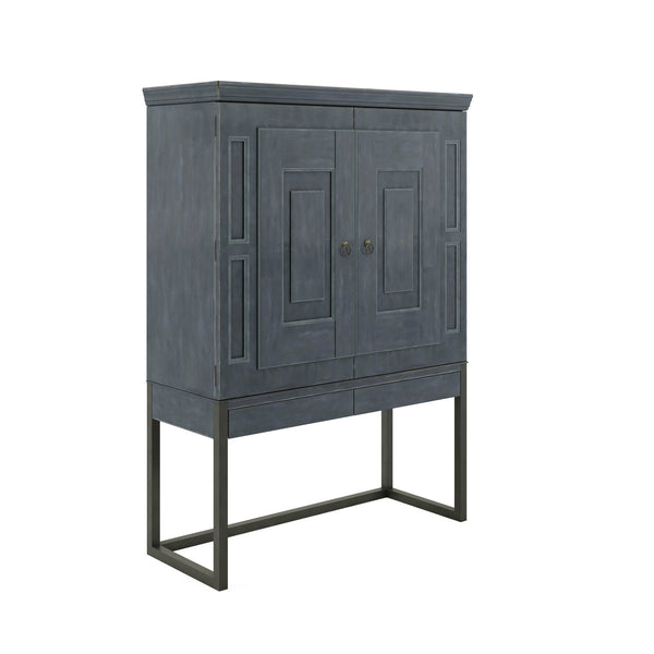 A.R.T. Furniture Alcove Secretary Desk: Stylish Slate Finish, Burnished Brass Accents, Ample Storage & Workspace Solution Blue Acacia Solids,Maple Veneers,Iron 321160-2821