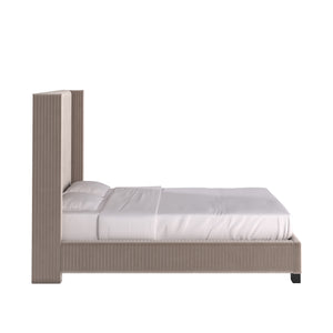 Homelegance By Top-Line Mylah Pleated Velvet Wingback Bed Taupe Velvet