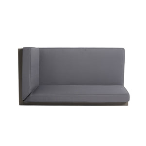 English Elm Brava Acacia Wood Outdoor Modular Sofa Set Mid-century Slatted Cross-back Patio Seating 57967-8-64489DGY-64496GRY