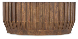 Hooker Furniture Commerce Mango Wood Gear Cocktail Table 42" Round — Ribbed Industrial-Organic Carved Accent Table, Natural Finish 7228-80211-85