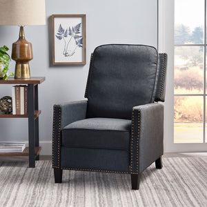 English Elm Christopher Knight Home® - 27.5" Wide Manual Standard Recliner with Plush Upholstery, Nailhead Trim & Contemporary Pushback Comfort Dark Gray 62808.00DGRY