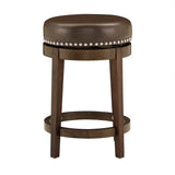 Homelegance By Top-Line Emerson Faux Leather Brown Finish Wood Swivel 24" Counter Height Stool (Set of 2) Brown Rubberwood