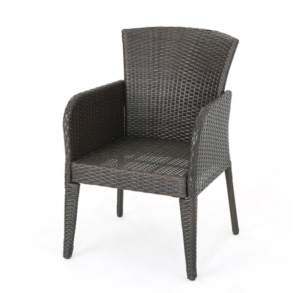 English Elm Christopher Knight Home® - ANAYA PE Wicker Dining Chair Set of 2 - Brown Multi, Powder-Coated Iron Frame, Water-Resistant Comfort 57114.00