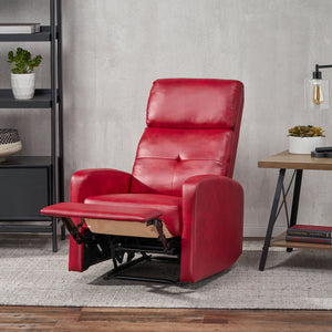 English Elm Christopher Knight Home® - RECLINER Plush PU Upholstered Push-Back Recliner with Contemporary Minimalist Design and Comfort Red 57575.00RED