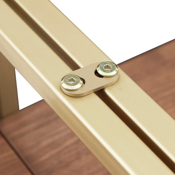 Homelegance By Top-Line Fonsie Natural Finish Gold Metal Half Moon Bookcase Gold Metal