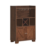 Christopher Knight Home® - Noble House - Monita Farmhouse Wooden 4 Bottle Wine Cabinet, Walnut and Dark Brown