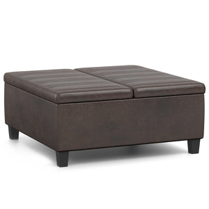 English Elm Ellis - Versatile Coffee Table Storage Ottoman In Distressed Brown Faux Leather For Modern Living B136P159159