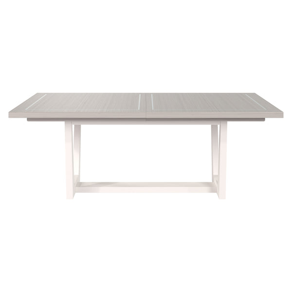 Bernhardt Bernhardt Stratum Dining Table With Mist Top & Polished Nickel Insets, Fossil Faux Stone Base, 82" 325224