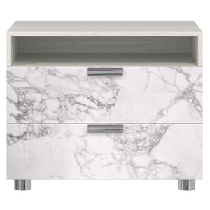 Bernhardt Bernhardt Stratum Nightstand With Arabescato Stone Fronts, Mist Ash Case, Usb Charging, Polished Steel › 325230