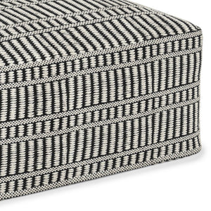 English Elm Safford Handwoven Outdoor/Indoor Square Pouf in Black & White – Recycled PET, Supportive Seat, UV Resistant B136P159026