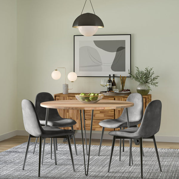 English Elm Hunter 45-Inch Round Dining Table – Stylish Mango Wood & Hairpin Legs For Modern Spaces, Seats 4 B136P158742