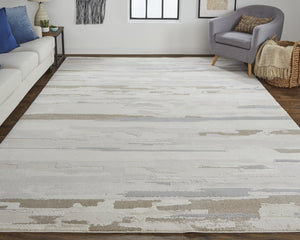 Feizy Rugs Vancouver Abstract Distressed Area Rug - Durable Polypropylene Blend For Contemporary Living Spaces Ivory,Tan,Brown Polypropylene,Polyester Vnr39fefivy000f00