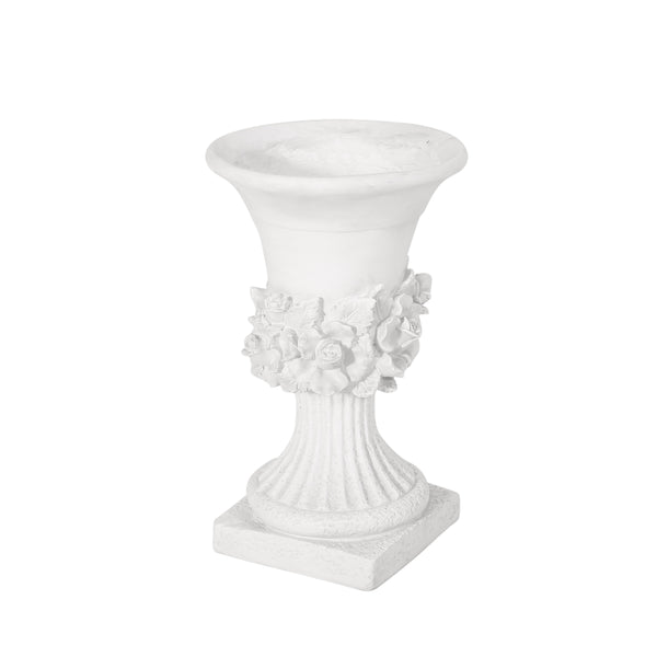 English Elm Mgo Handcrafted Urn Planter Pedestal Style Weather Resistant Patio Garden Accent 63410.00WHI