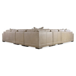 Bernhardt Bernhardt Lars Leather Sectional With Plush Deep Cushions, Wide Track Arms And Textured Wood Block Feet For Modern Living Space Comfort Tan K2092