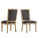 Homelegance By Top-Line Mayer Ornate Linen and Wood Dining Chairs (Set of 2) Dark Grey Rubberwood