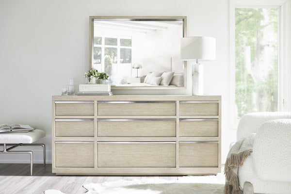 Bernhardt Bernhardt Solaria Dresser In Dune Finish — 9-Drawer Ash & White Oak Storage With Graphite Pulls And Anti-Tip 310052