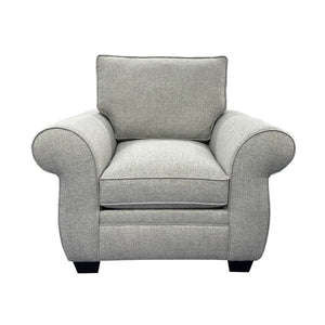 Porter Designs Porter Oasis Overstuffed Transitional Chair – Luxurious Gray Linen With Floral Accent Pillows Gray Fabric 01-207-03-6329