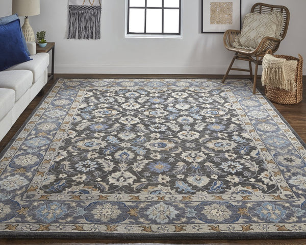 Feizy Rugs Rylan Hand-tufted Wool Rug - Elegant Floral Design With Cool Hues For A Transitional Home Aesthetic Taupe,Blue,Ivory Wool Ryl8643fchl000g00