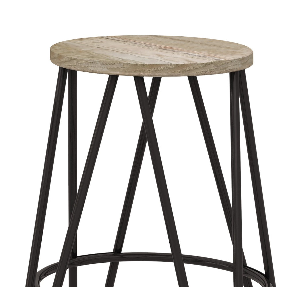 English Elm Simeon 24" Industrial Counter Height Stool With Solid Elm Seat & Black Metal Hairpin Legs - Stylish! B136P159607-GIGA