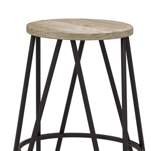 English Elm Simeon 24" Industrial Counter Height Stool With Solid Elm Seat & Black Metal Hairpin Legs - Stylish! B136P159607-GIGA
