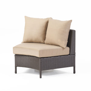English Elm Christopher Knight Home® - PT LIMON SINGLE SOFA Curved Armless Outdoor/Indoor Faux Rattan Chairs with Water-Resistant Cushions and Heavy-Duty Iron Frame Dark Brown 54786.00