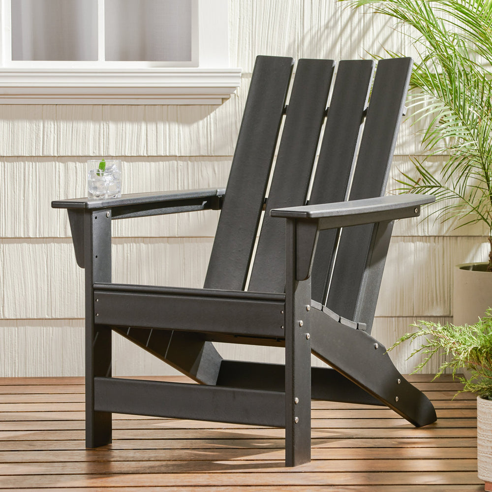 English Elm Encino Outdoor Adirondack Chair All Weather Resin Slatted Patio Seating 68172.00BLK