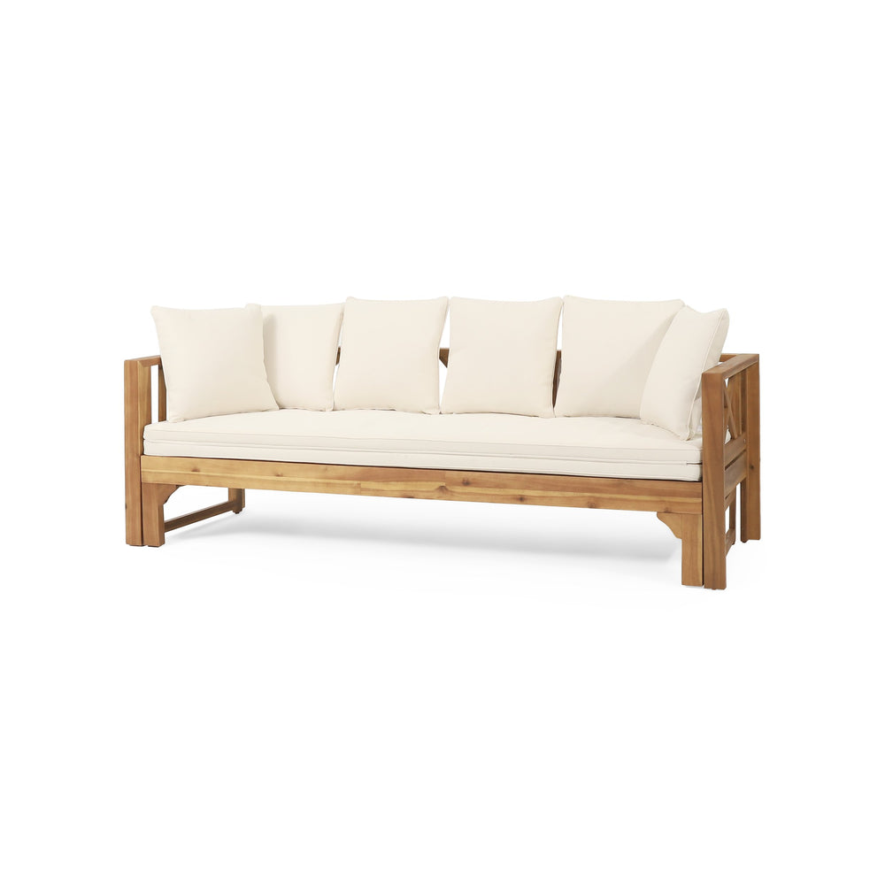 English Elm Christopher Knight Home® - Outdoor Acacia Wood Daybed Sofa: Stylish 3-Seater Lounge With Water-Resistant Cushions For Patios 74327.00BEIGE