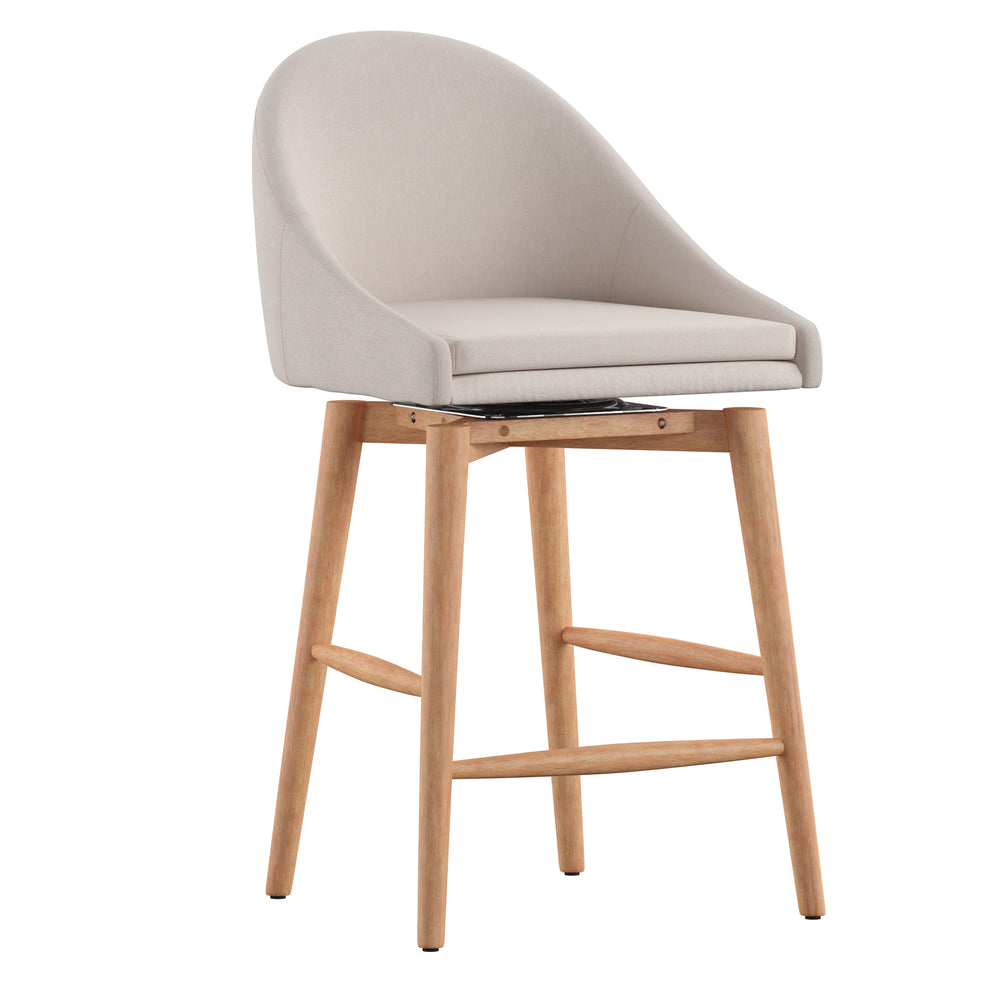 Homelegance By Top-Line Montague Mid-Century Wood Swivel Counter Height Stools (Set of 2) Beige Rubberwood