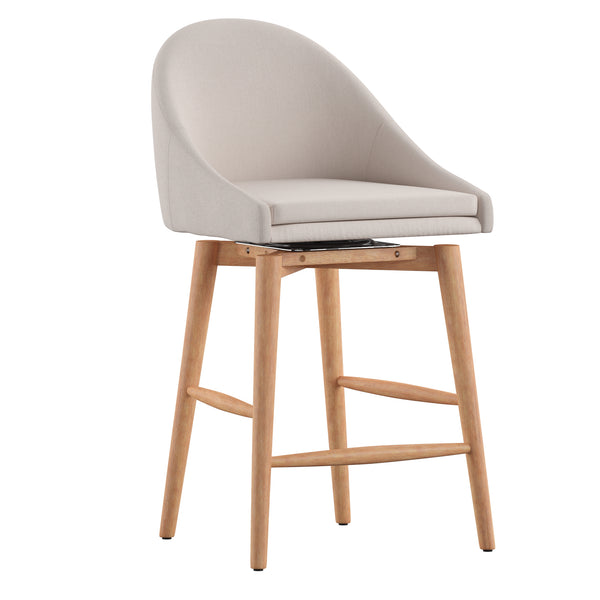 Homelegance By Top-Line Montague Mid-Century Wood Swivel Counter Height Stools (Set of 2) Beige Rubberwood