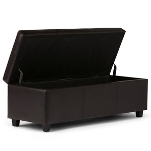 English Elm Avalon Storage Ottoman Bench In Tanners Brown - Versatile, Stylish, And Safe Home Storage Solution B136P159777