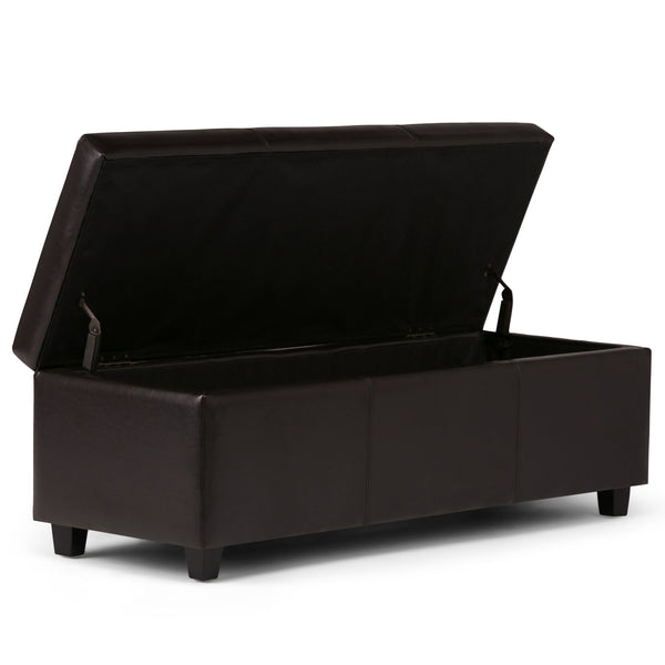 English Elm Avalon Storage Ottoman Bench In Tanners Brown - Versatile, Stylish, And Safe Home Storage Solution B136P159777