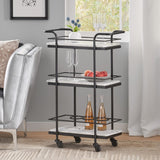 Christopher Knight Home® - Noble House - Henri Modern Glam 3 Tier Bar Cart with Marble Shelving