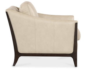 Hooker Furniture Sopower Mid-Century Headrestia Chair In Caviar Cathedral Cherry With Stonewash Leather, Tailored Trim SS208-01-005