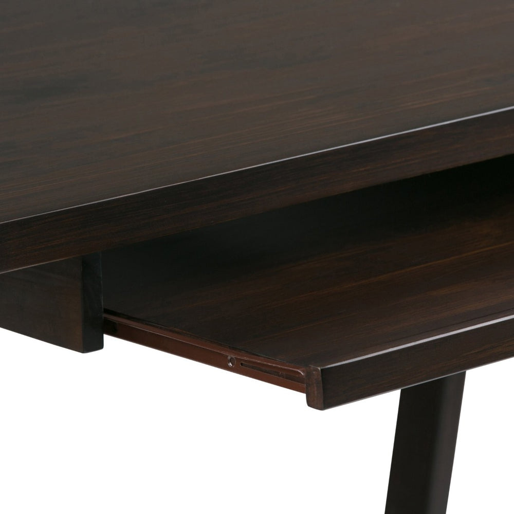 English Elm Sawhorse Desk - Dark Chestnut Brown, Solid Wood, Industrial Style With Keyboard Tray For Home Office B136P158231-GIGA