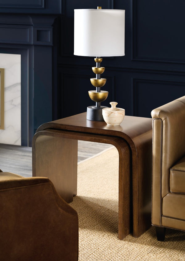 Hooker Furniture Archives Nesting Tables With Classic Walnut Ash Burl Veneer, 2-Piece Space-Saving End Tables Set 6123-80313-89