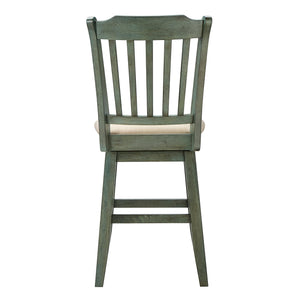 Homelegance By Top-Line Juliette Slat Back Counter Height Wood Swivel Chair Green Rubberwood