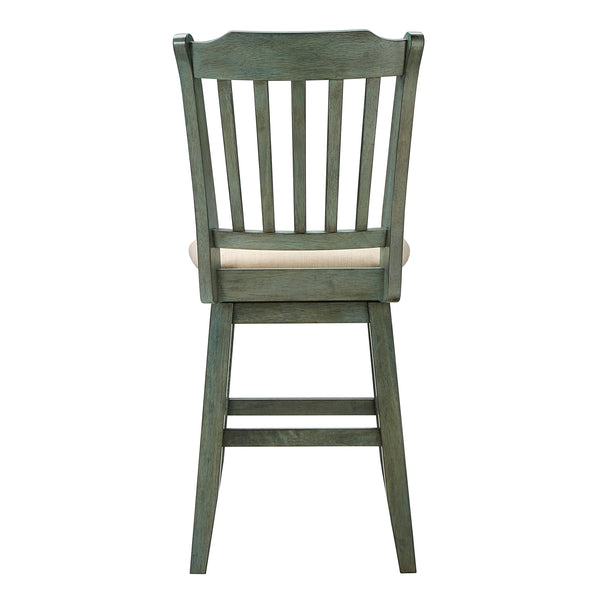 Homelegance By Top-Line Juliette Slat Back Counter Height Wood Swivel Chair Green Rubberwood