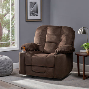 English Elm Christopher Knight Home® - Luxurious Manual Recliner Chair with Skin-Friendly Fabric, Dual Cup Holders, Ergonomic Padded Comfort Chocolate 57578.00CHO