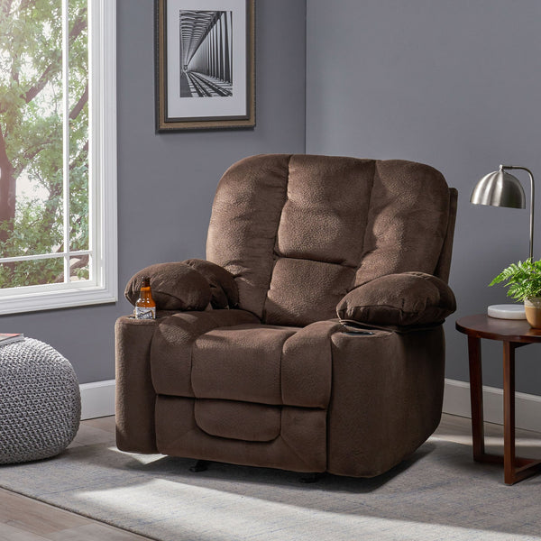 English Elm Christopher Knight Home® - Luxurious Manual Recliner Chair with Skin-Friendly Fabric, Dual Cup Holders, Ergonomic Padded Comfort Chocolate 57578.00CHO