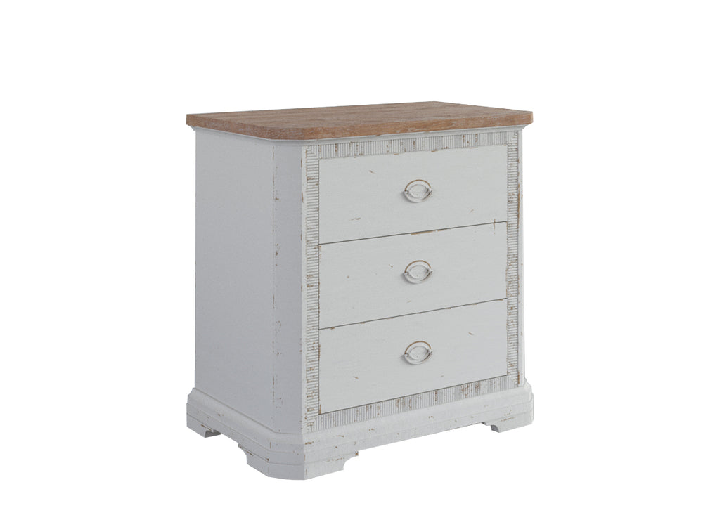 A.R.T. Furniture Palisade English Cottage Nightstand - Two-tone Vintage White & Hickory, 3 Drawers, Rustic Charm White, Brown Poplar And Parawood Solids,Hickory Veneers,Metal,Resin 273140-2908