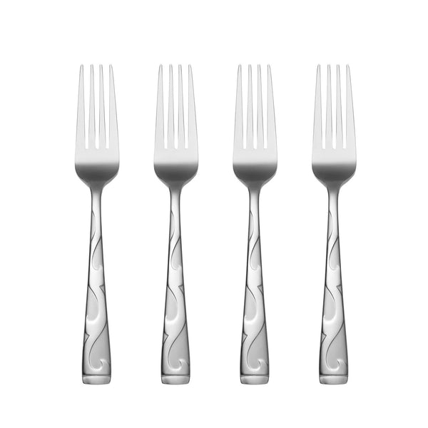 Lenox Oneida Tuscany Everyday Flatware Dinner Forks, Set of 4 Metallic, STAINLESS METAL B340004A