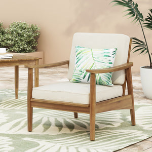 English Elm Christopher Knight Home® - Club Chairs Laurent Teak Finish Acacia Outdoor Chair, 500lb Capacity, Weather-Resistant Slat Design, Thick Cushion 68624.00BGE
