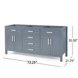 Christopher Knight Home® - Noble House - - 73'' Bathroom Vanity With Marble Top & Double Ceramic Sinks, 4 Doors, 4 Drawers, Grey