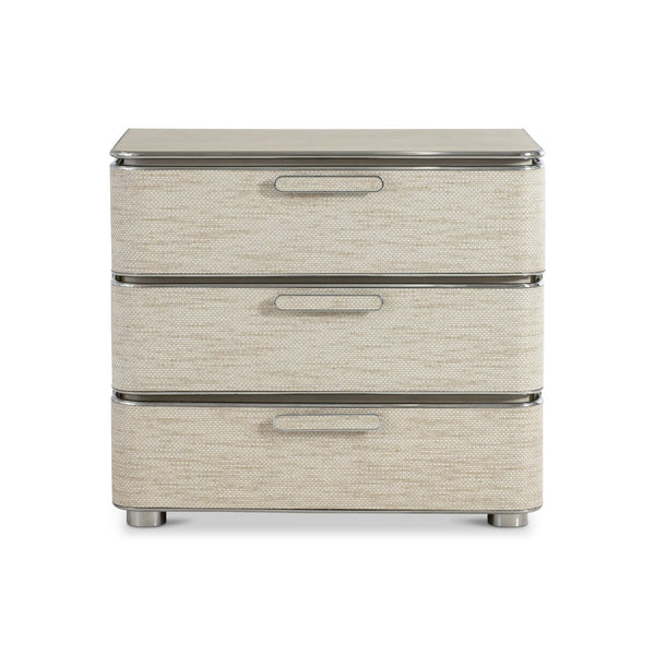 Bernhardt Bernhardt Corinne Nightstand With Woven Drawer Fronts, Soft-Close Storage, Usb A+C Charging, Ecru Finish 357232